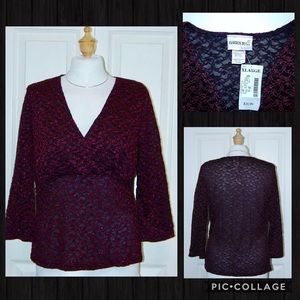 FASHION BUG NEW Burgundy & Black Knit Top